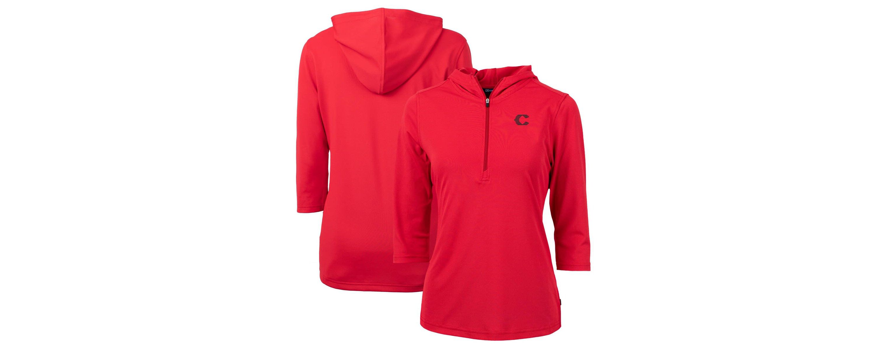 MLB Cincinnati Reds City Connect Virtue Eco Pique Half-Zip 3/4 Sleeve Pullover Hoodie