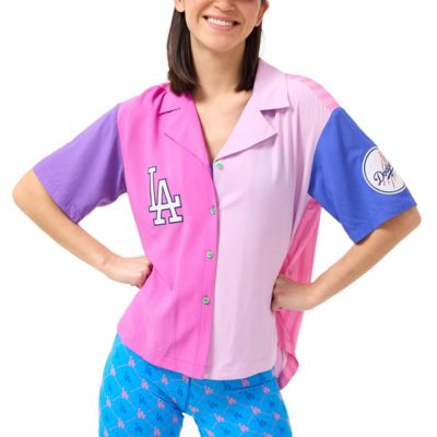 Terez MLB Los Angeles Dodgers Color Block Button-Up Shirt