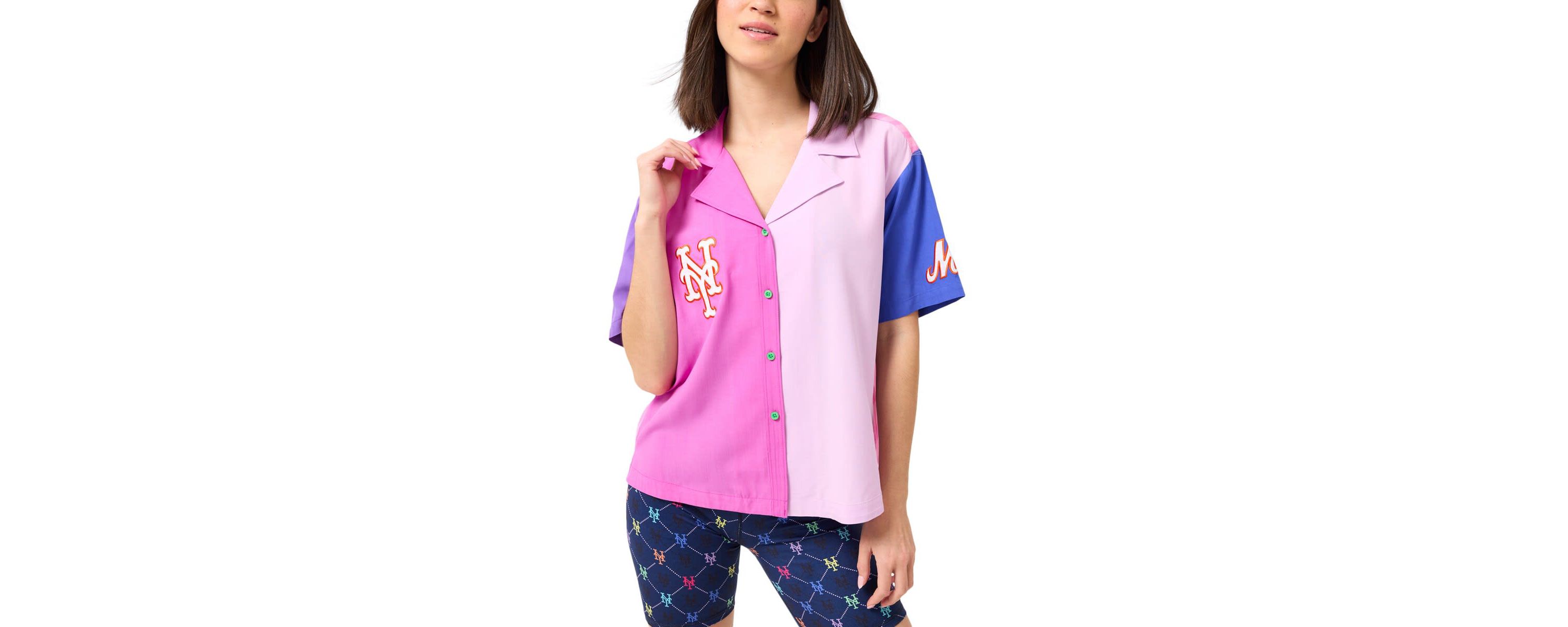 MLB New York Mets Color Block Button-Up Shirt