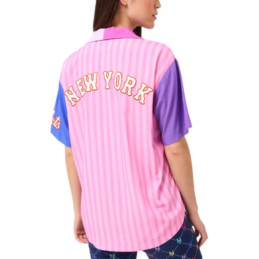 MLB New York Mets Color Block Button-Up Shirt