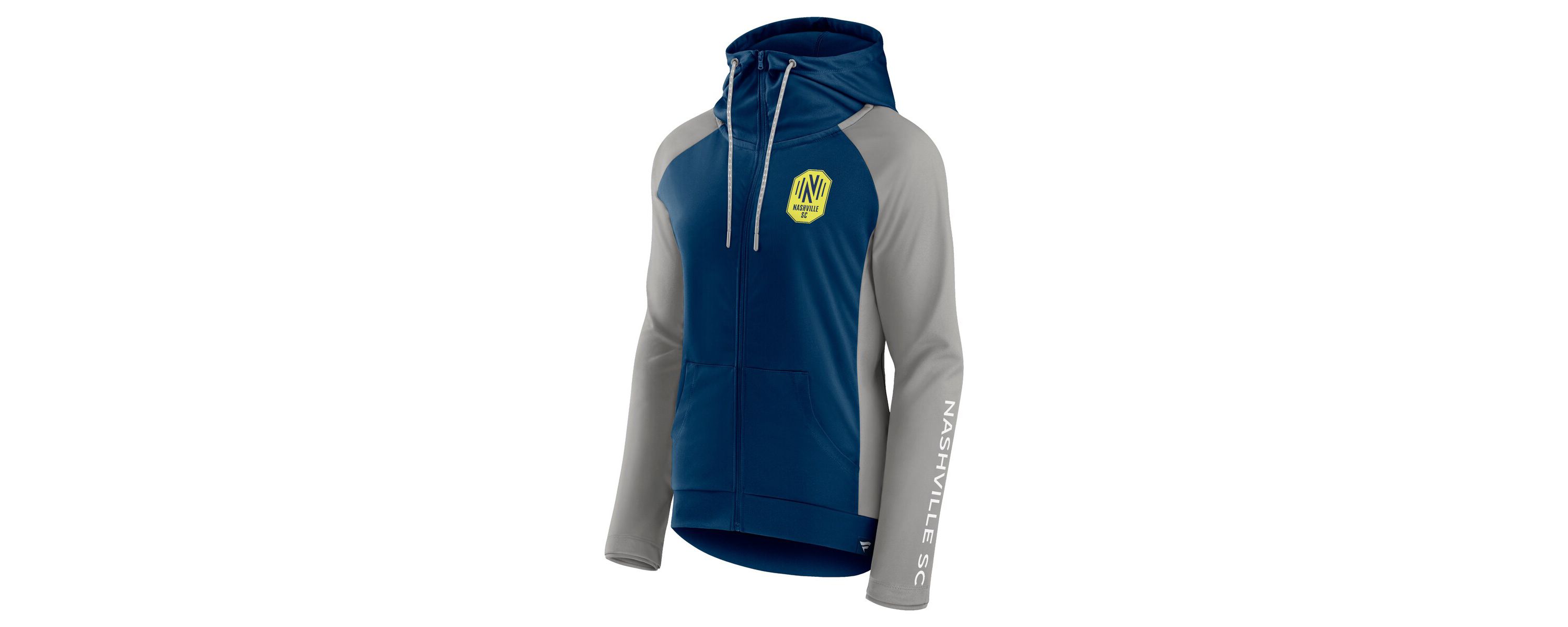 MLS Fanatics Navy/Gray Nashville SC Iconic Raglan Full-Zip Hoodie Jacket