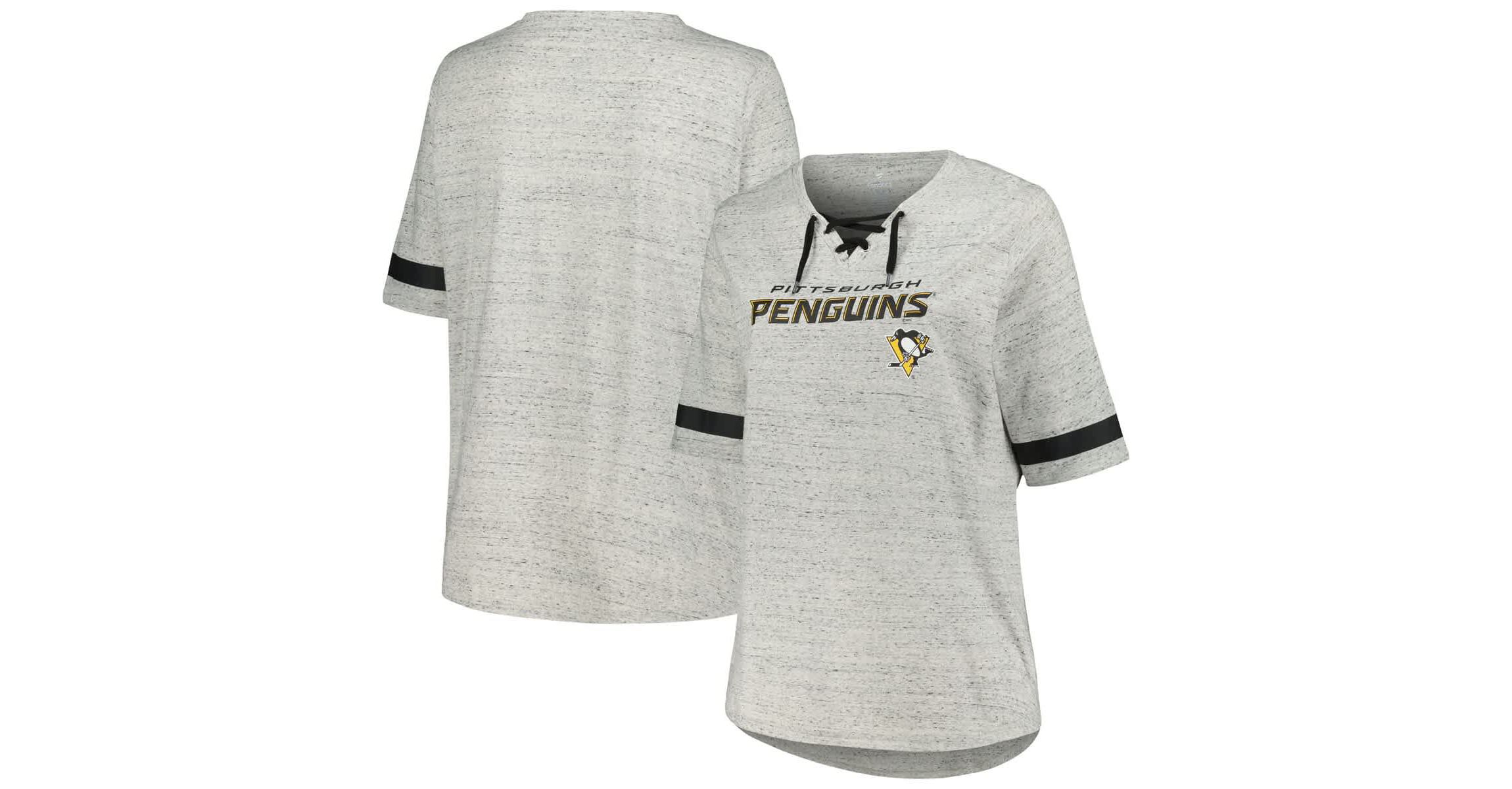 NHL Fanatics Pittsburgh Penguins Plus Size Lace-Up T-Shirt