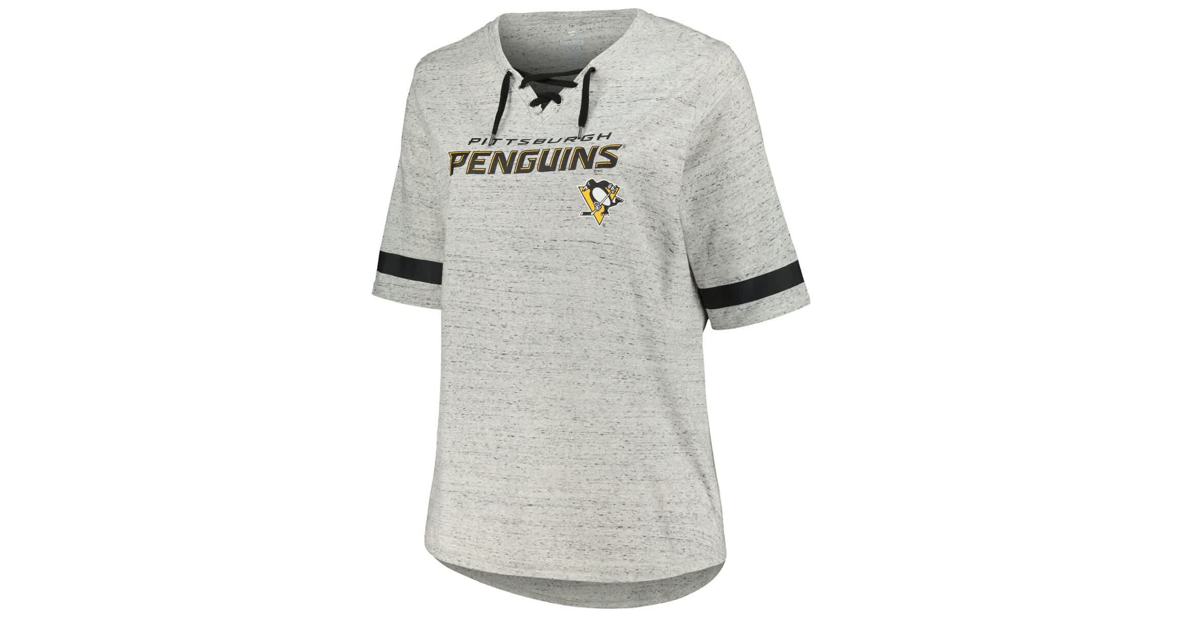 NHL Fanatics Pittsburgh Penguins Plus Size Lace-Up T-Shirt