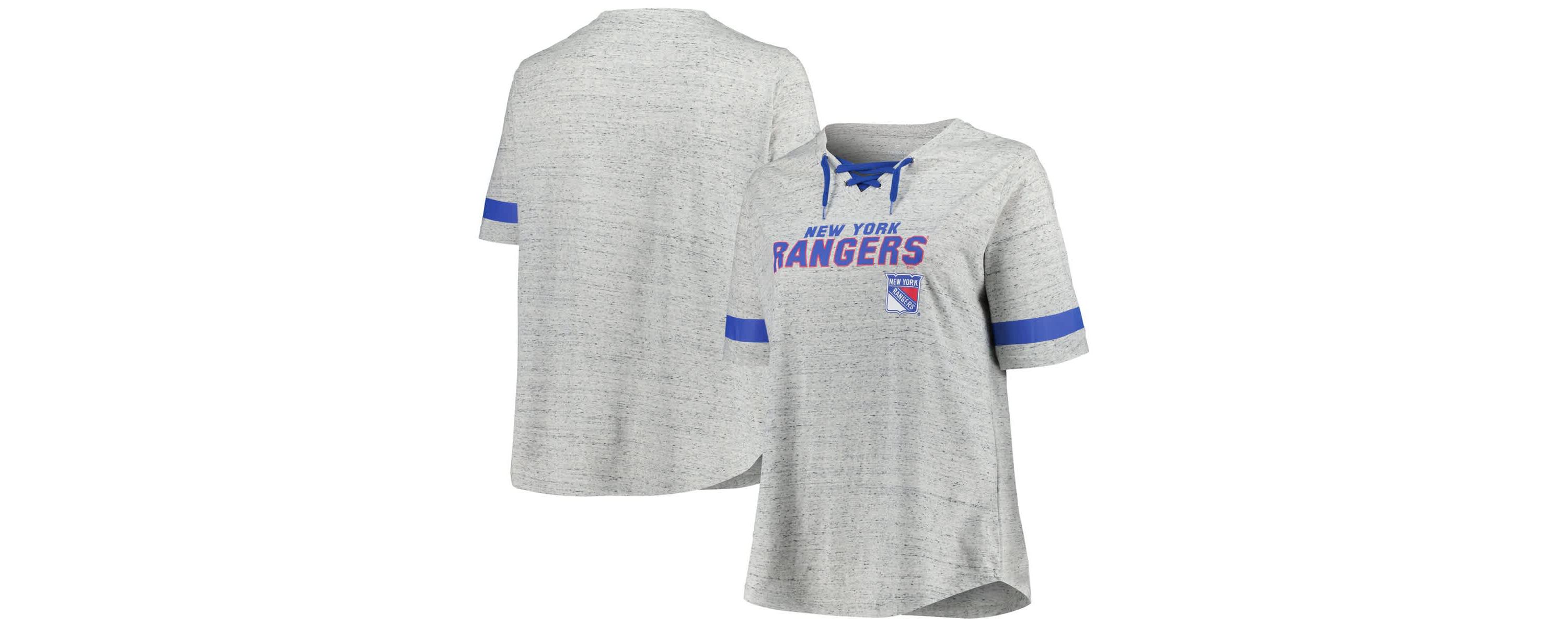 NHL Fanatics New York Rangers Plus Size Lace-Up T-Shirt