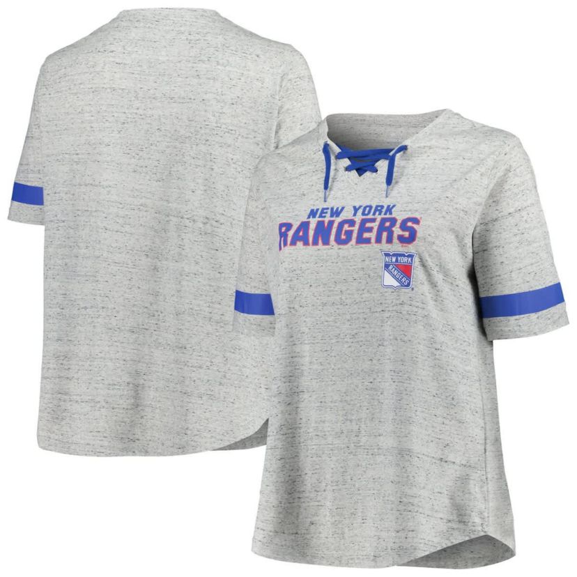 NHL Fanatics New York Rangers Plus Size Lace-Up T-Shirt