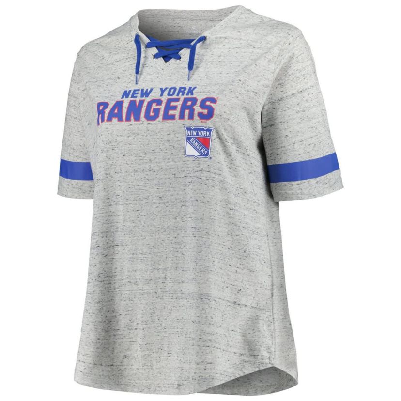 NHL Fanatics New York Rangers Plus Size Lace-Up T-Shirt