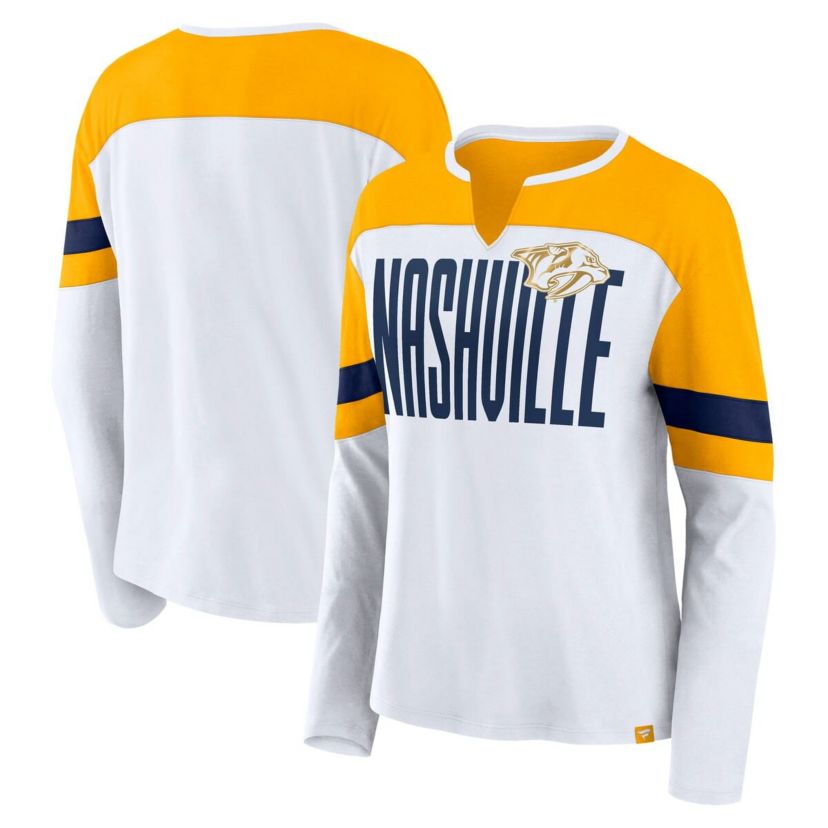 NHL Fanatics Nashville Predators Frozen Long Sleeve Notch Neck T-Shirt