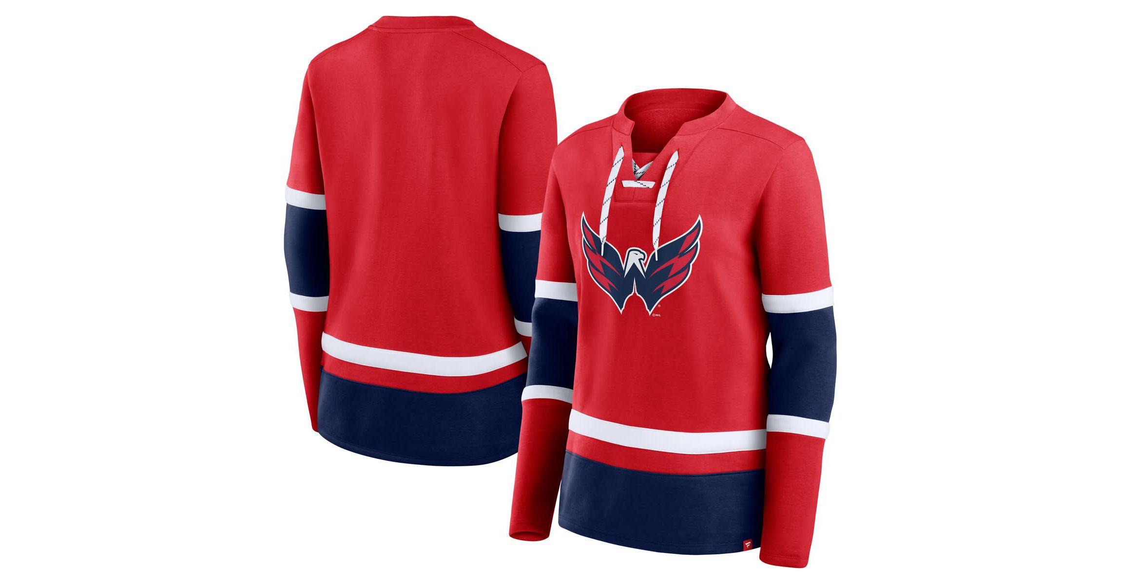 NHL Fanatics Washington Capitals Prime Time Lace-Up Long Sleeve T-Shirt