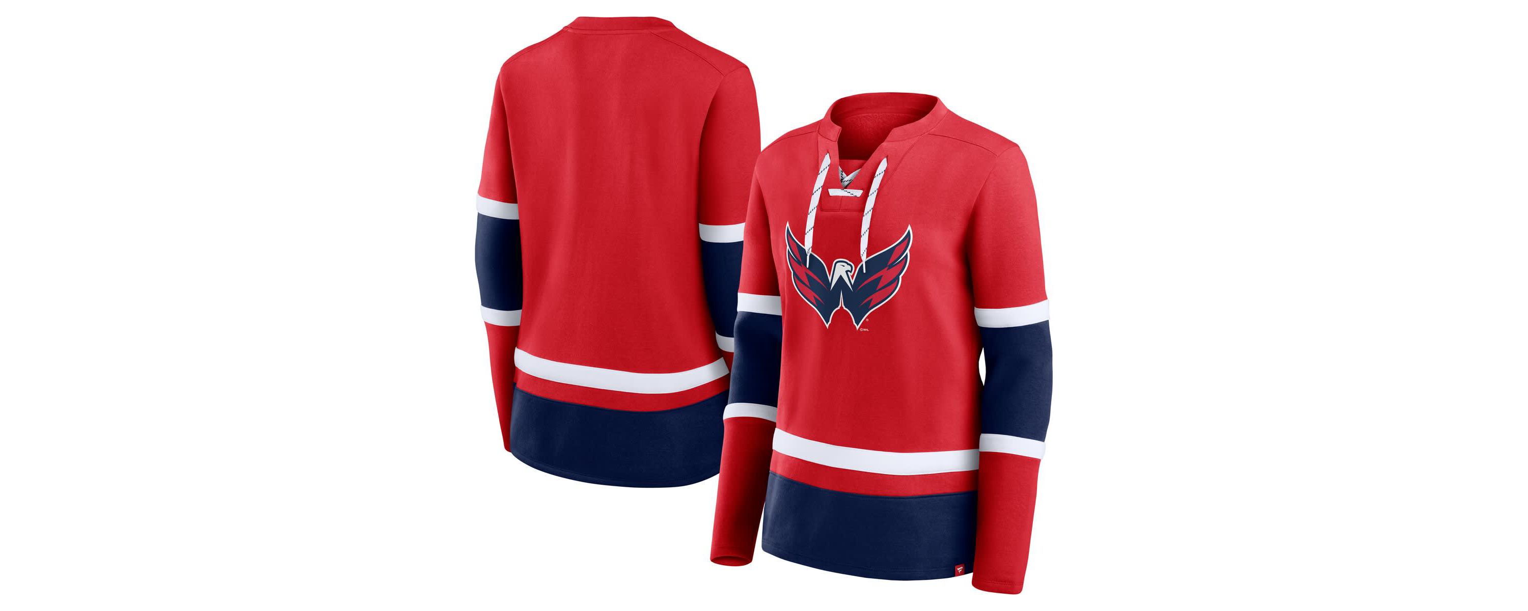 NHL Fanatics Washington Capitals Prime Time Lace-Up Long Sleeve T-Shirt