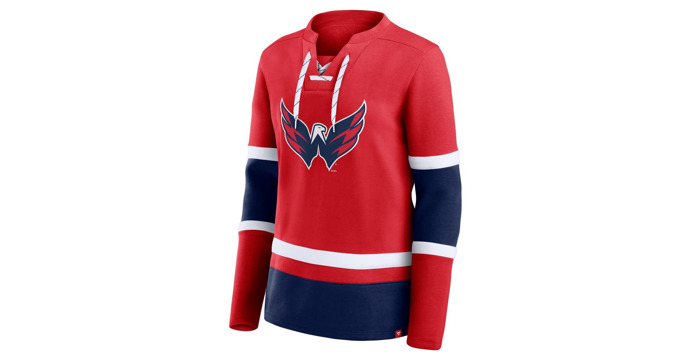 NHL Fanatics Washington Capitals Prime Time Lace-Up Long Sleeve T-Shirt