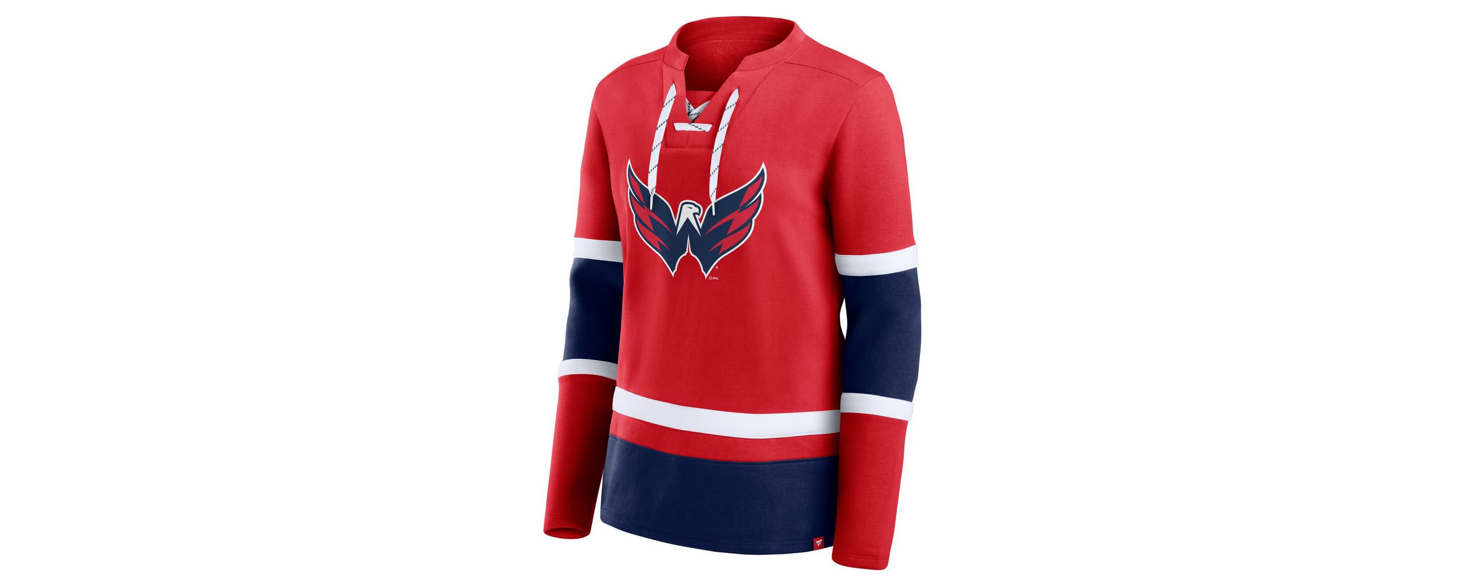 NHL Fanatics Washington Capitals Prime Time Lace-Up Long Sleeve T-Shirt