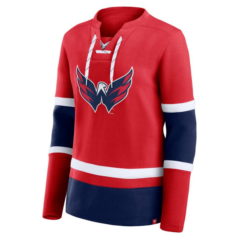 NHL Fanatics Washington Capitals Prime Time Lace-Up Long Sleeve T-Shirt