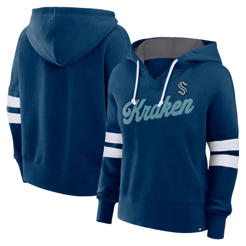 NHL Fanatics Deep Sea Seattle Kraken Oversized Seize Pullover Hoodie