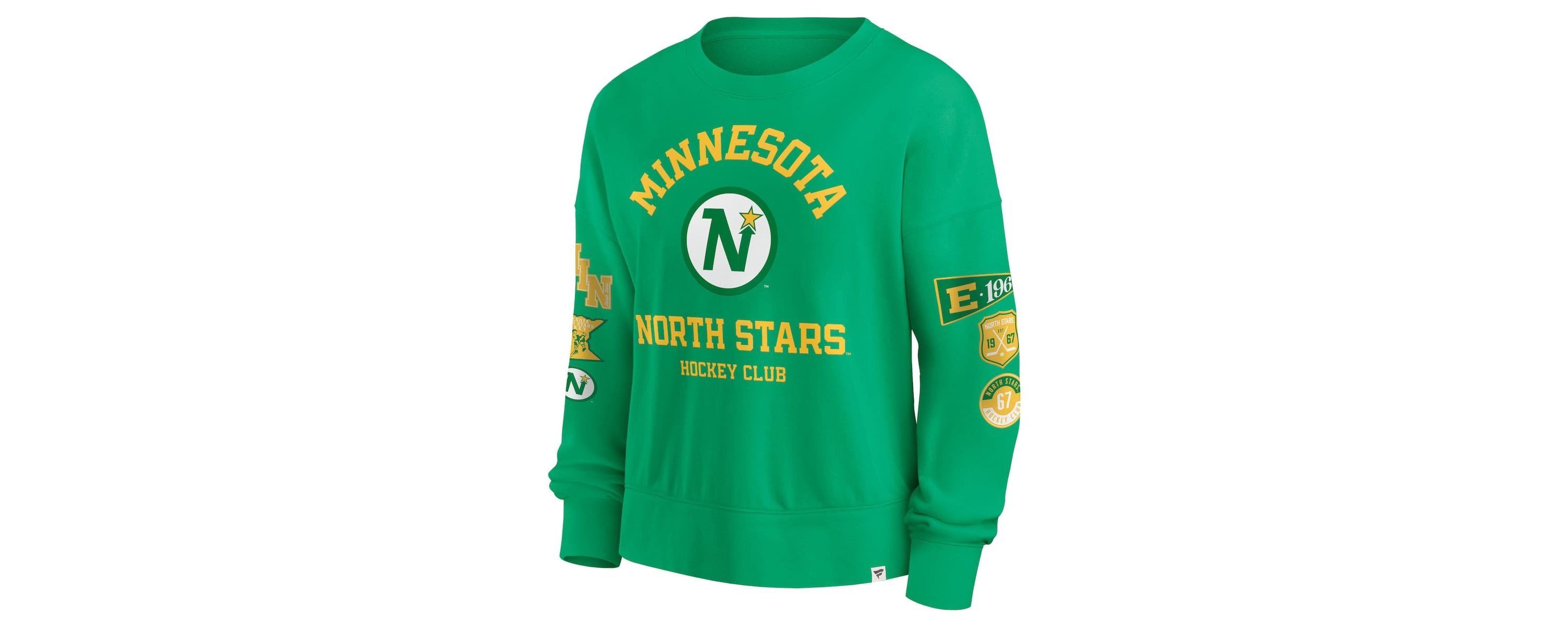 Vintage Hockey Fanatics Kelly Minnesota North Stars Oversized Vintage Go Team Pullover Sweatshirt