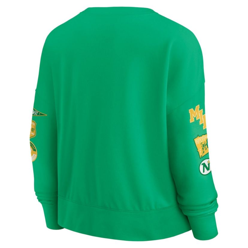 Vintage Hockey Fanatics Kelly Minnesota North Stars Oversized Vintage Go Team Pullover Sweatshirt