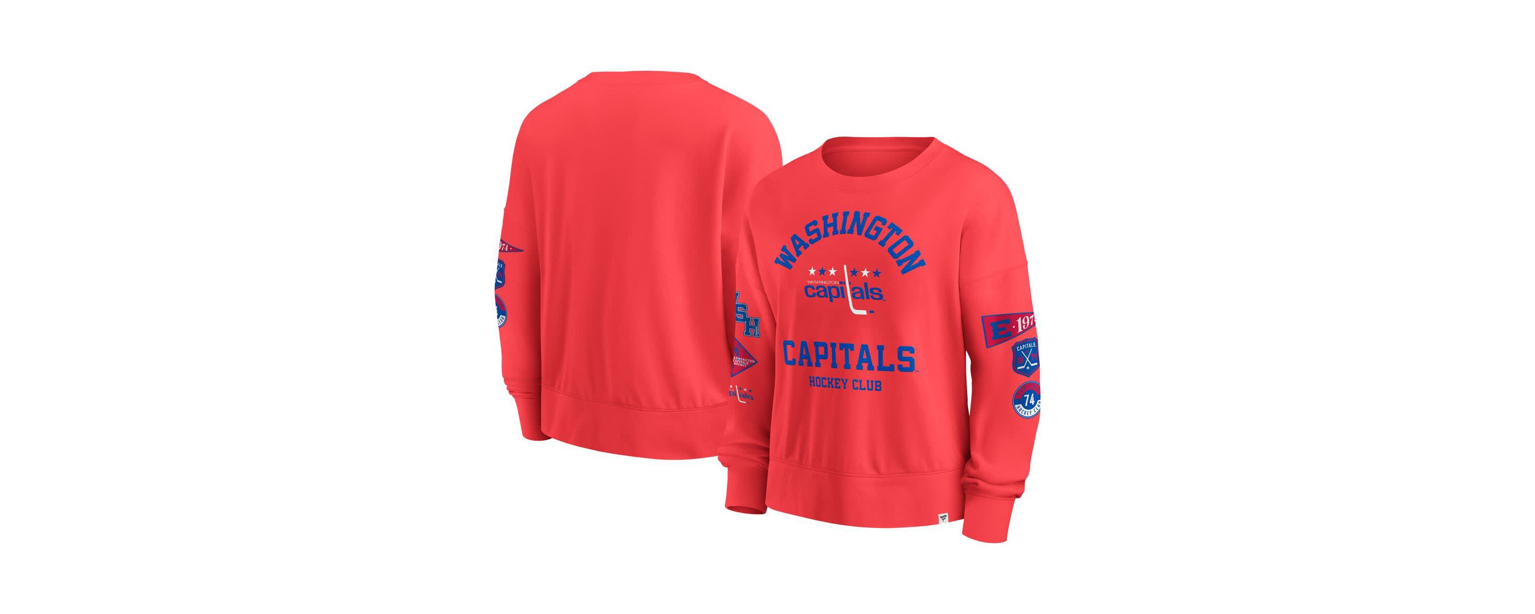 NHL Fanatics Washington Capitals Oversized Vintage Go Team Pullover Sweatshirt