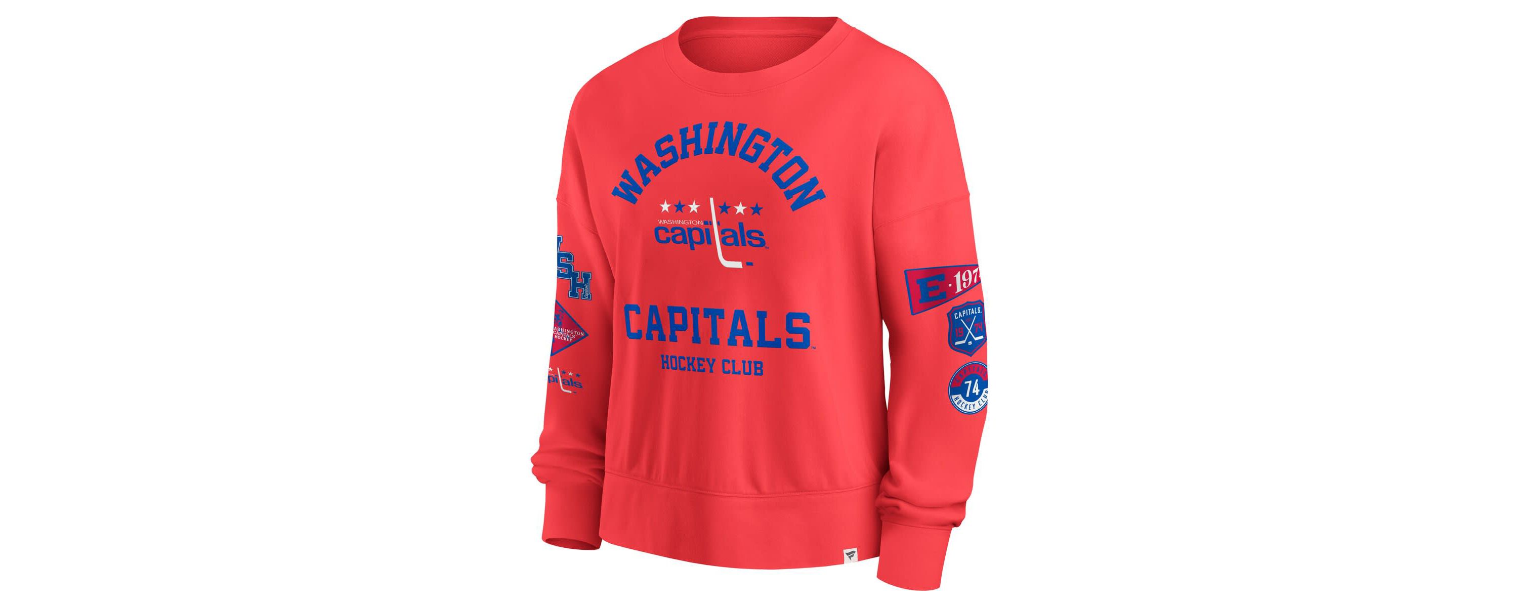 NHL Fanatics Washington Capitals Oversized Vintage Go Team Pullover Sweatshirt