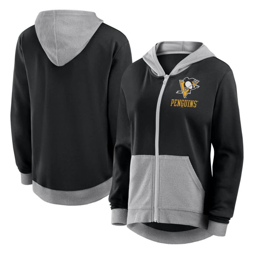 NHL Logo Athletic Pittsburgh Penguins Hit It French Terry Full-Zip Hoodie
