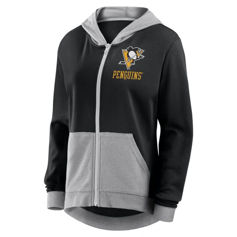 NHL Logo Athletic Pittsburgh Penguins Hit It French Terry Full-Zip Hoodie