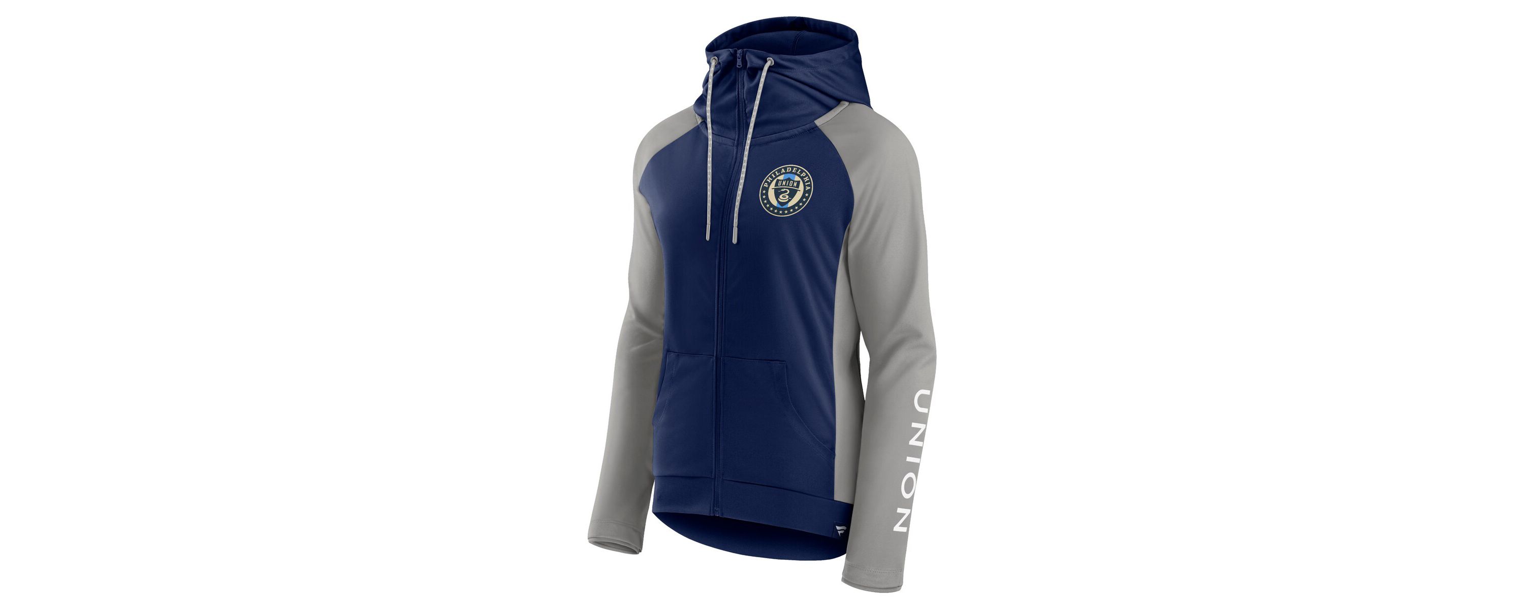 MLS Fanatics Navy/Gray Philadelphia Union Iconic Raglan Full-Zip Hoodie