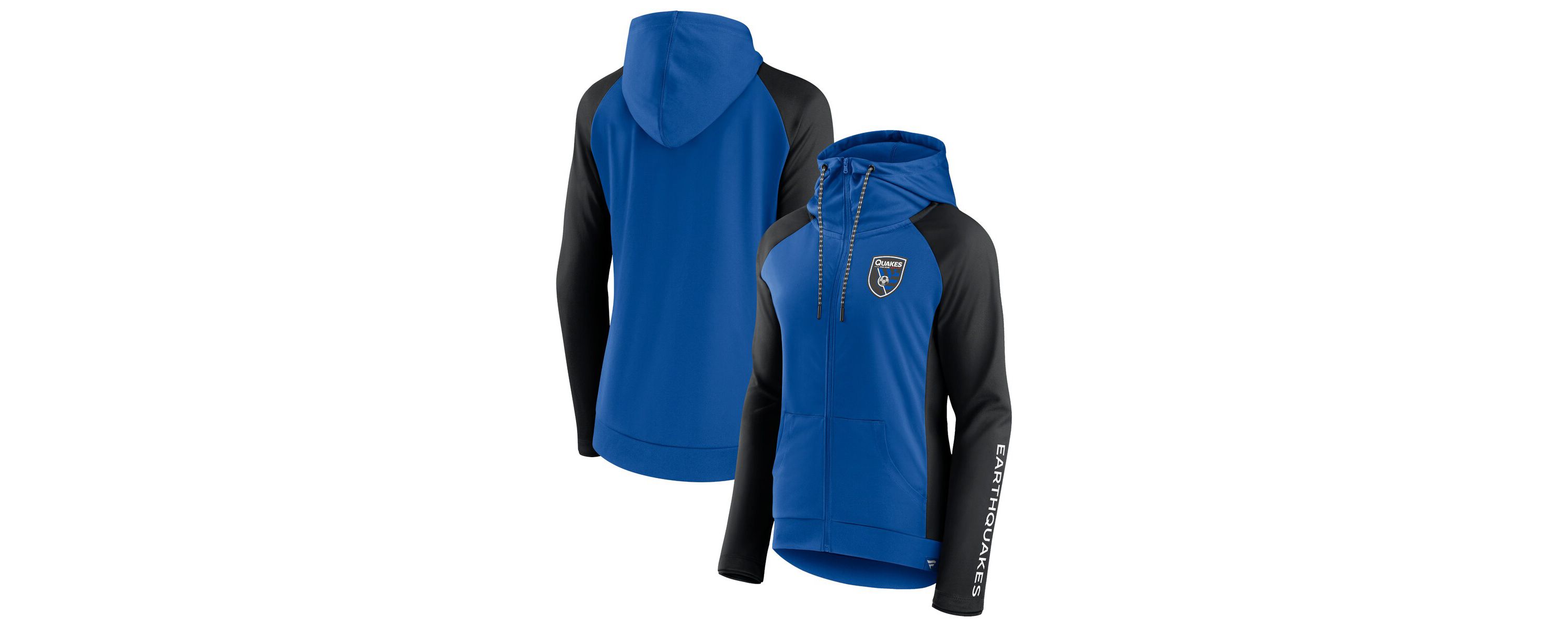 MLS Fanatics Blue/Black San Jose Earthquakes Iconic Raglan Full-Zip Hoodie