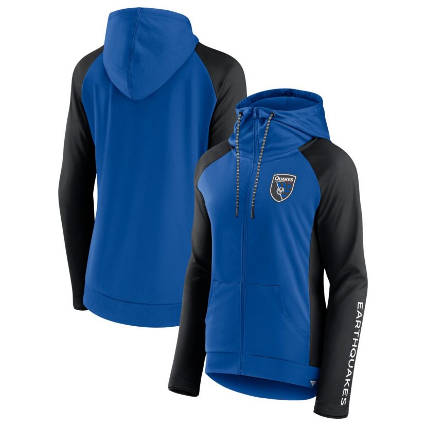 MLS Fanatics Blue/Black San Jose Earthquakes Iconic Raglan Full-Zip Hoodie
