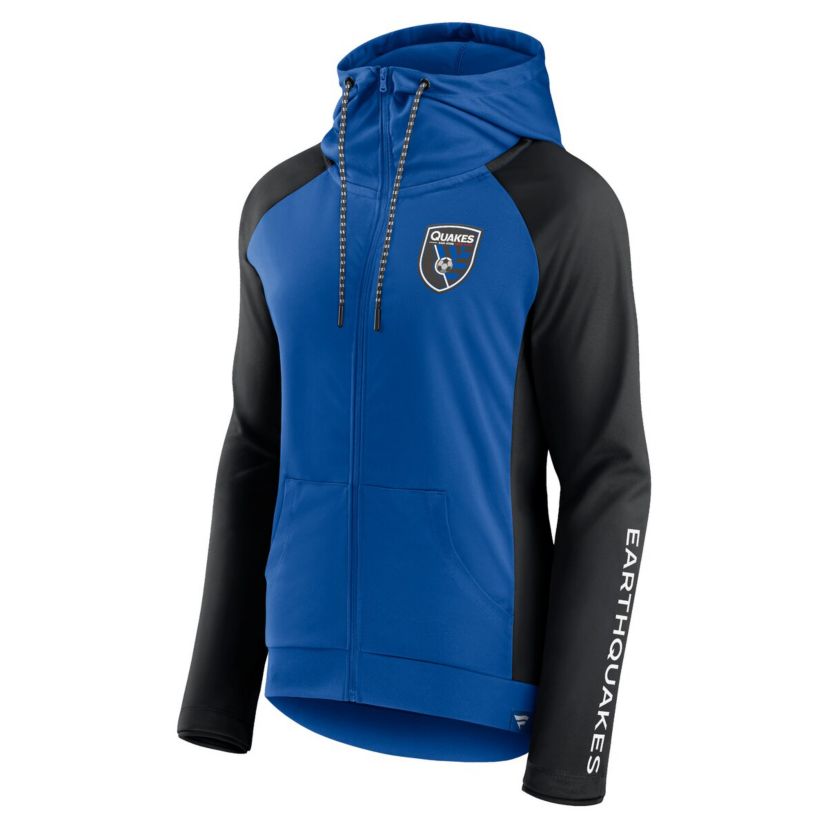 MLS Fanatics Blue/Black San Jose Earthquakes Iconic Raglan Full-Zip Hoodie