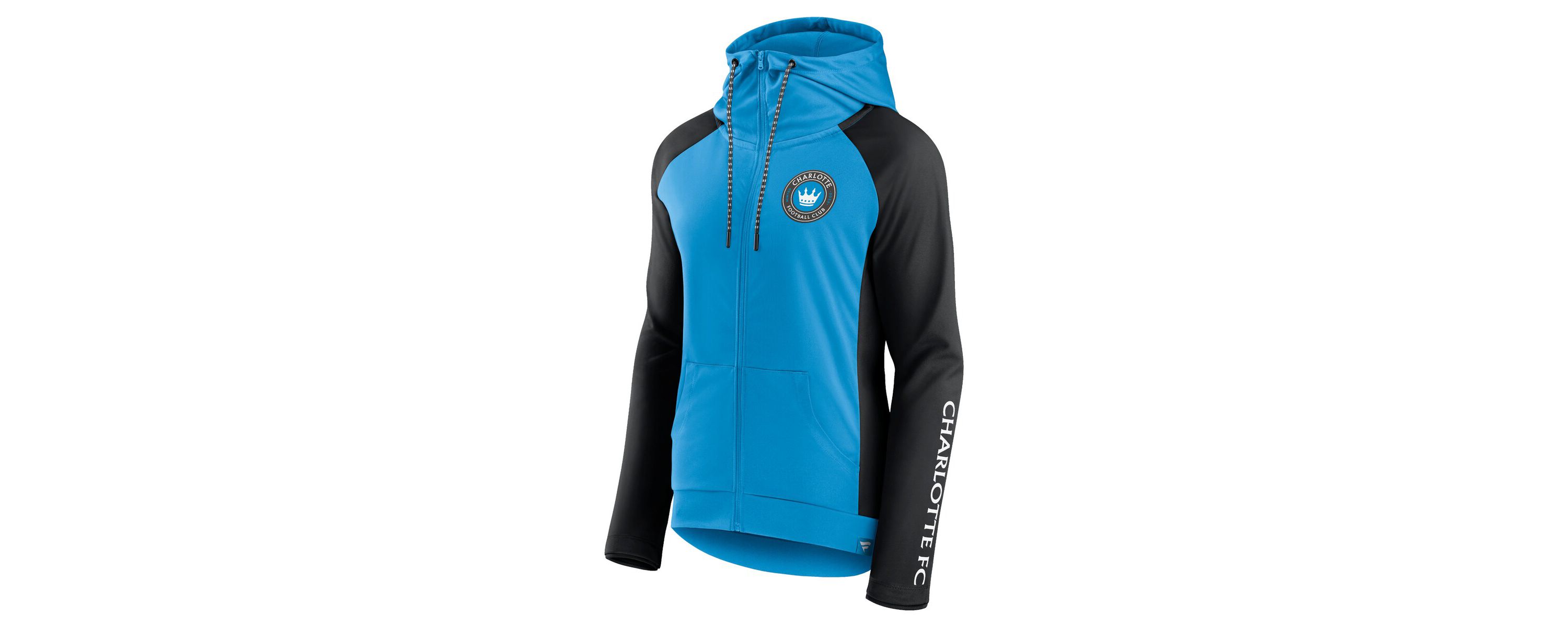 MLS Fanatics Blue/Black Charlotte FC Iconic Raglan Full-Zip Hoodie
