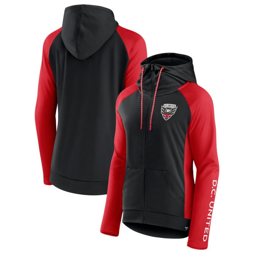 MLS Fanatics Black/Red D.C. United Iconic Raglan Full-Zip Hoodie