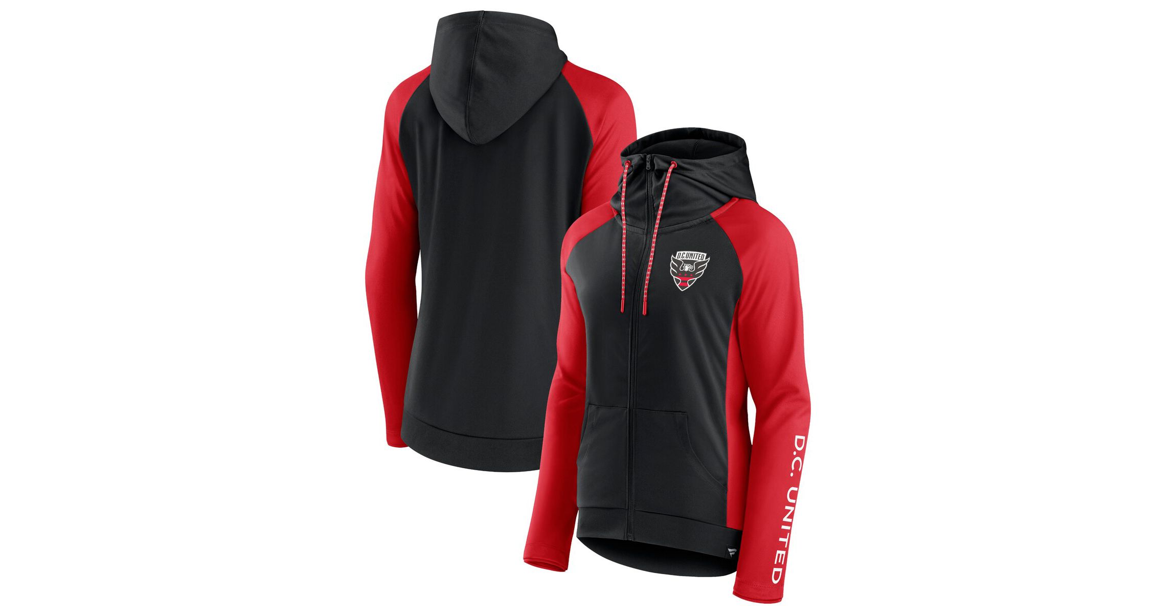 MLS Fanatics Black/Red D.C. United Iconic Raglan Full-Zip Hoodie