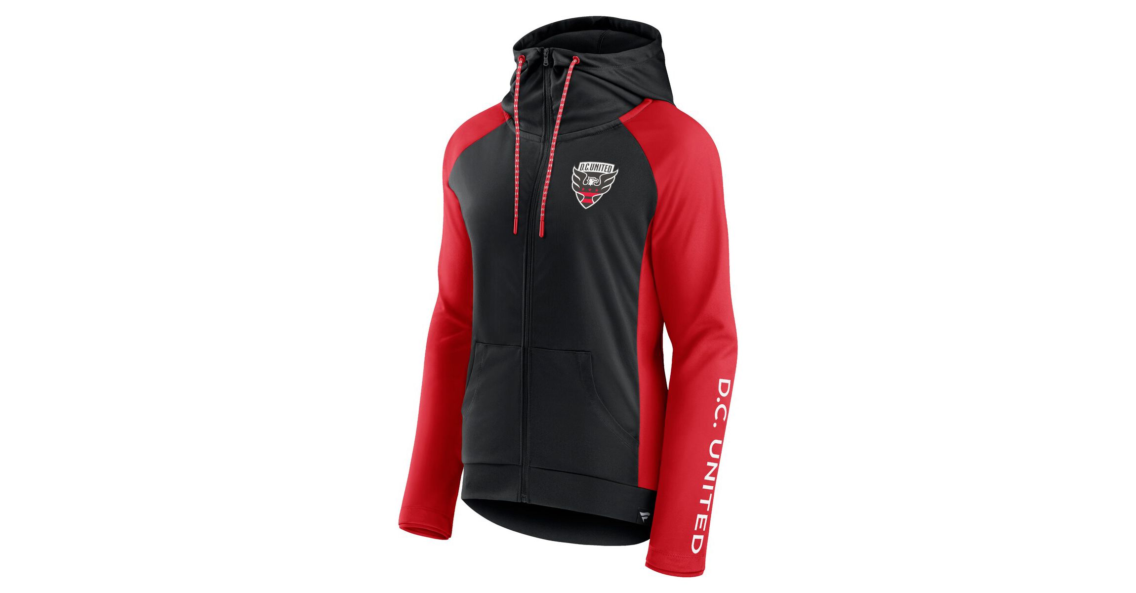 MLS Fanatics Black/Red D.C. United Iconic Raglan Full-Zip Hoodie