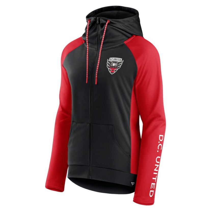MLS Fanatics Black/Red D.C. United Iconic Raglan Full-Zip Hoodie