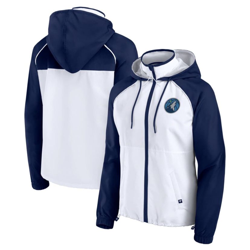 NBA Fanatics Minnesota Timberwolves Anorak Raglan Full-Zip Hoodie Jacket