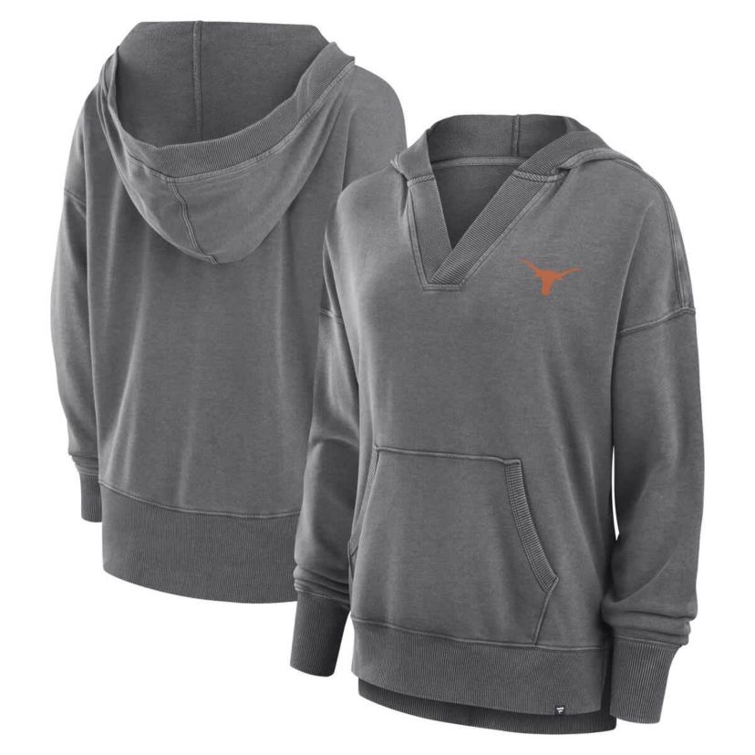NCAA Fanatics Texas Longhorns Initiative Snow Wash French Terry V-Neck Pullover Hoodie
