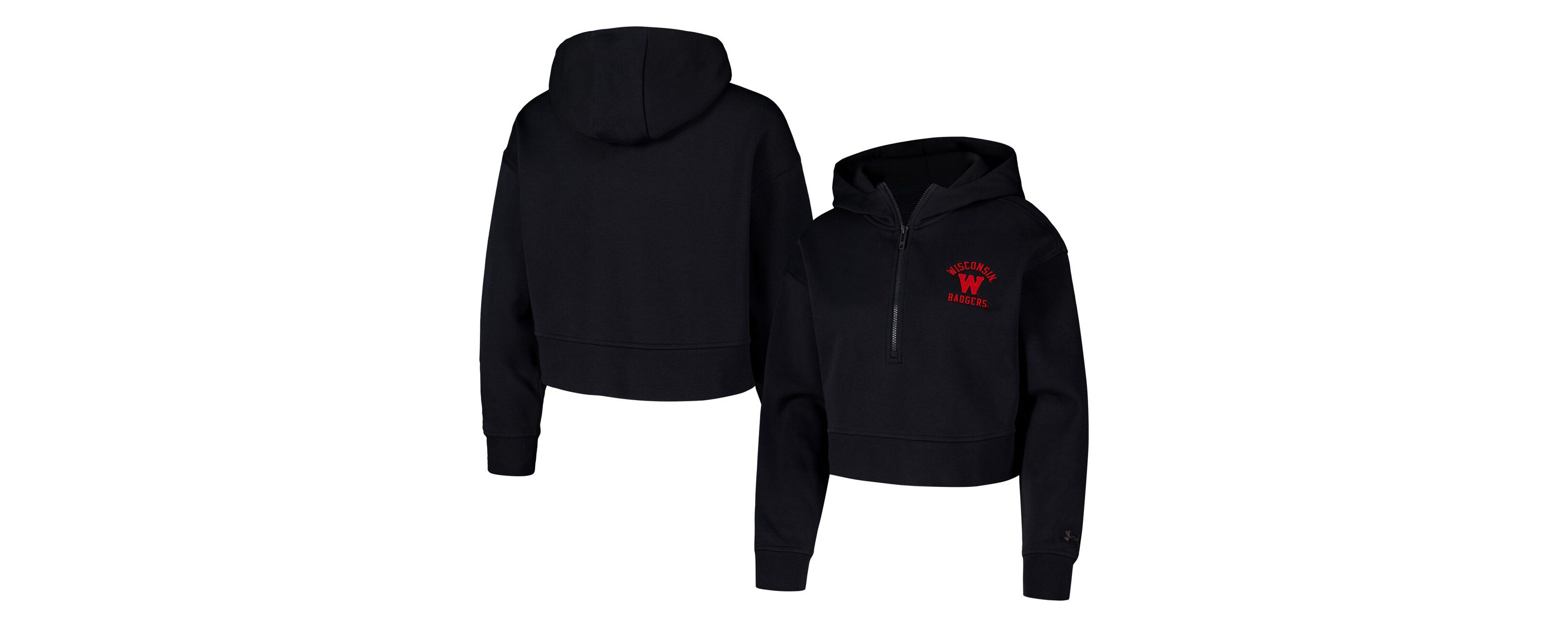 NCAA Under Armour Wisconsin Badgers Inline Modest Cropped Half-Zip Hoodie
