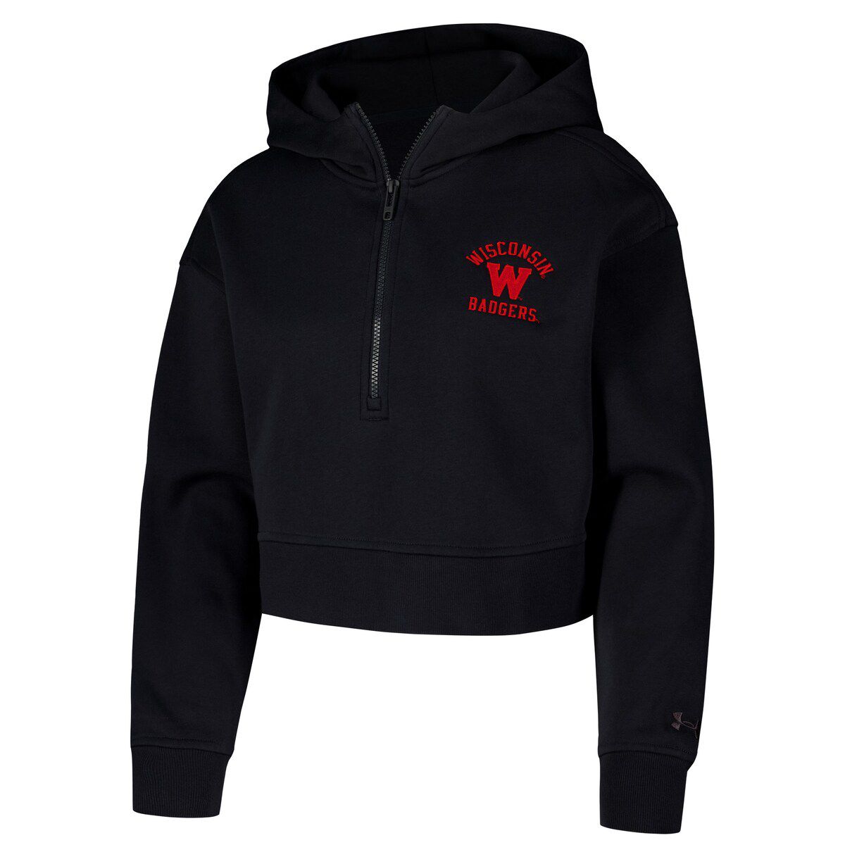 NCAA Under Armour Wisconsin Badgers Inline Modest Cropped Half-Zip Hoodie