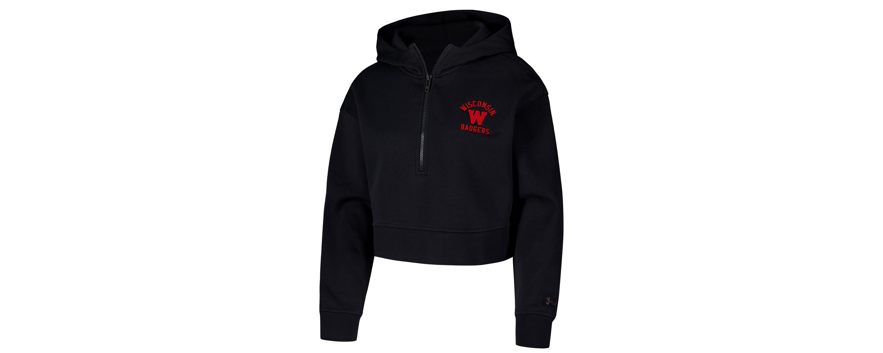 NCAA Under Armour Wisconsin Badgers Inline Modest Cropped Half-Zip Hoodie