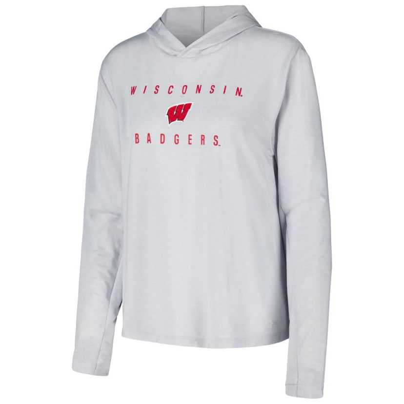 NCAA Under Armour Wisconsin Badgers Super-Soft Breezy Long Sleeve Tri-Blend Hoodie T-Shirt