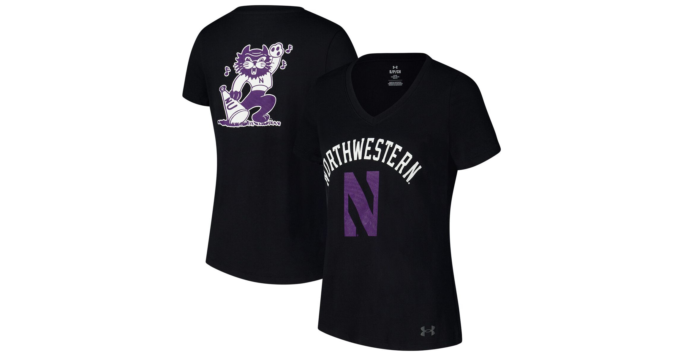 NCAA Under Armour Northwestern Wildcats Logo V-Neck T-Shirt