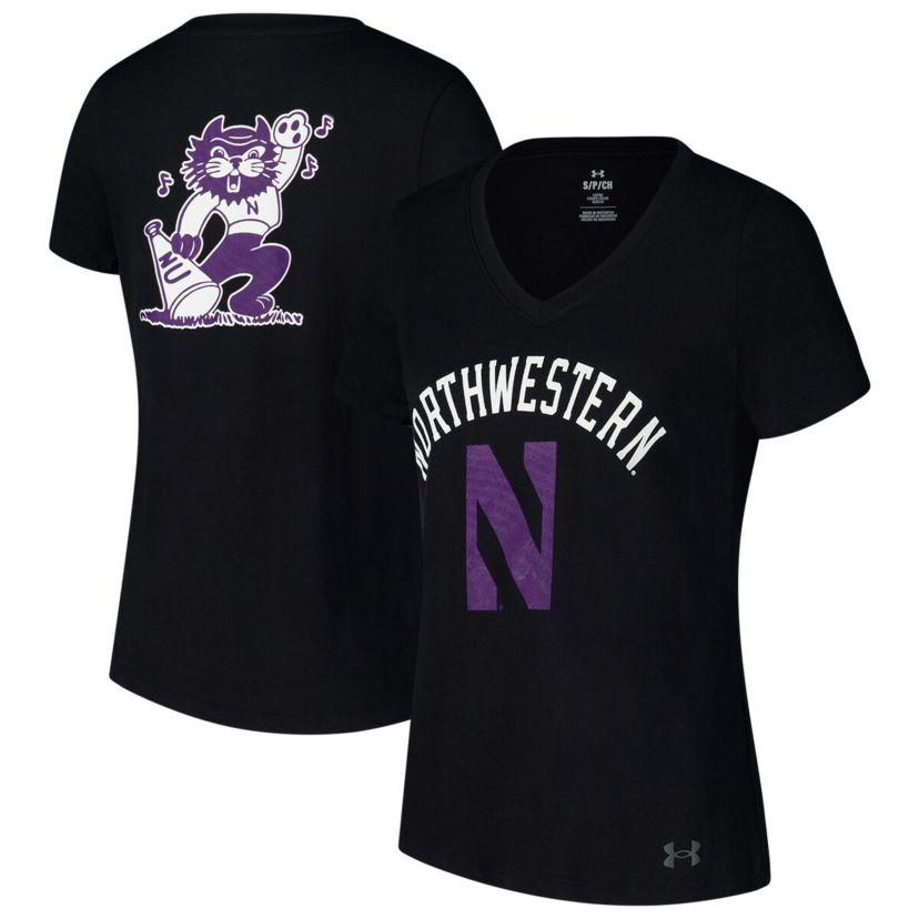 NCAA Under Armour Northwestern Wildcats Logo V-Neck T-Shirt