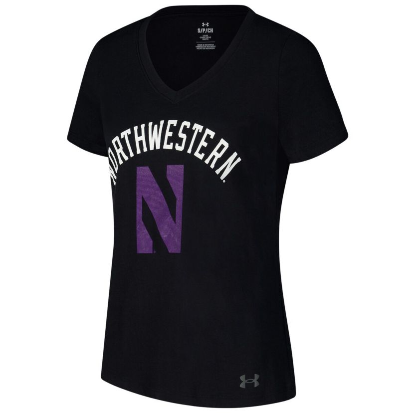 NCAA Under Armour Northwestern Wildcats Logo V-Neck T-Shirt