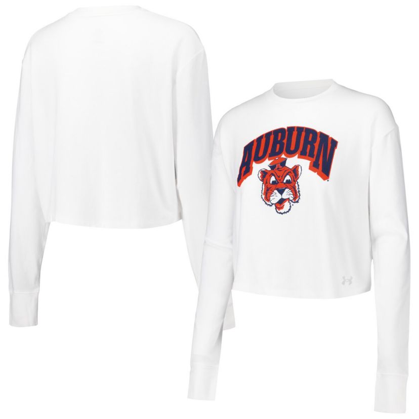 NCAA Under Armour Auburn Tigers Inline All Day Tri-Blend Cropped Long Sleeve T-Shirt