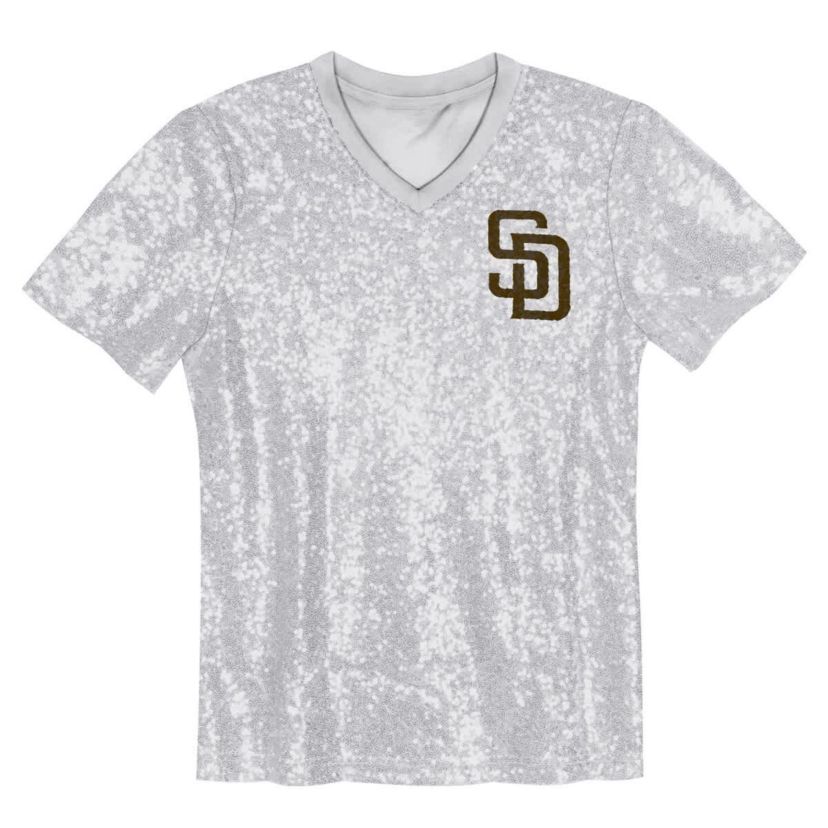 MLB Juniors Fernando Tatis Jr. San Diego Padres Name & Number Sequin V-Neck Top