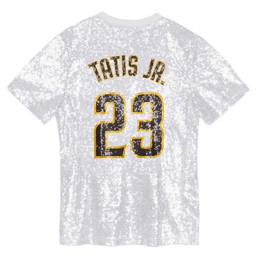 MLB Juniors Fernando Tatis Jr. San Diego Padres Name & Number Sequin V-Neck Top
