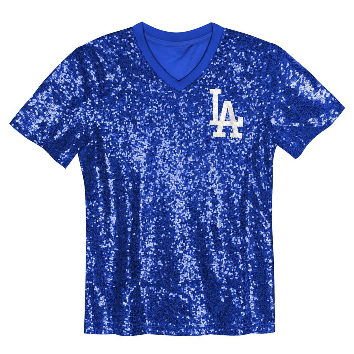 MLB Juniors Mookie Betts Los Angeles Dodgers Name & Number Sequin V-Neck Top