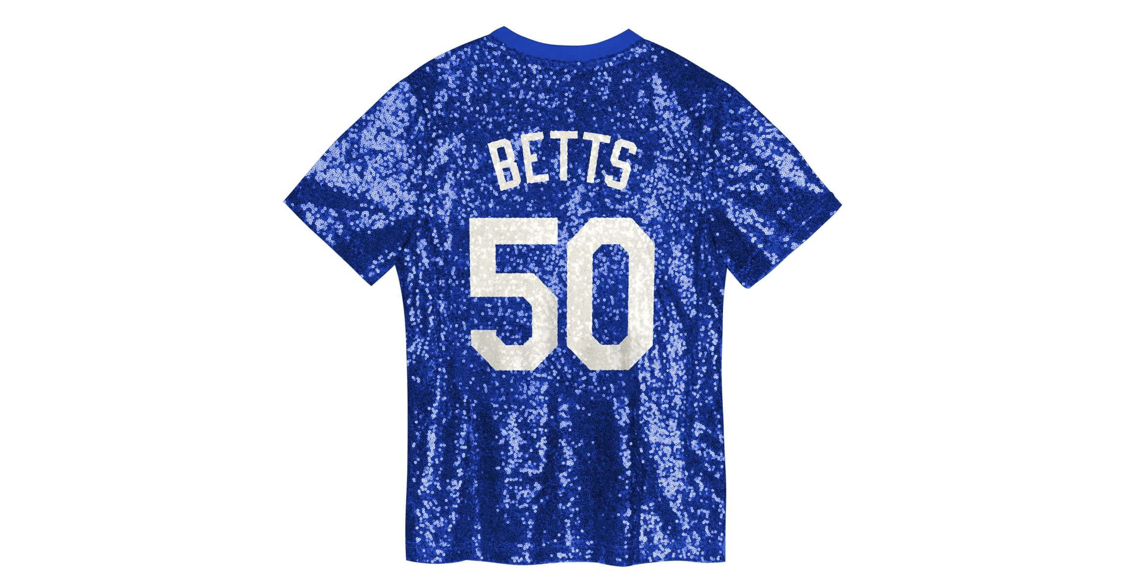 MLB Juniors Mookie Betts Los Angeles Dodgers Name & Number Sequin V-Neck Top