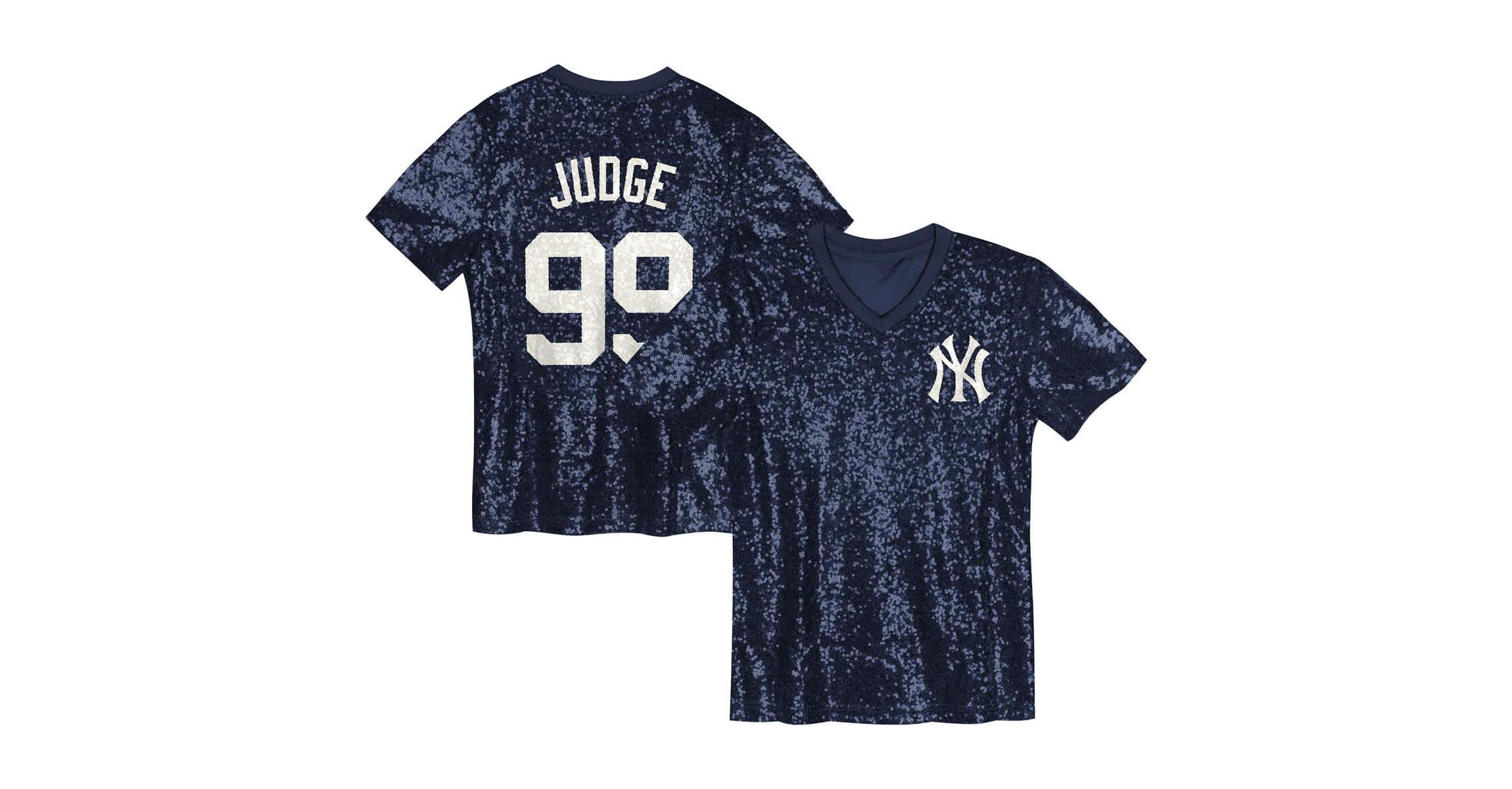 MLB Juniors Aaron Judge New York Yankees Name & Number Sequin V-Neck Top