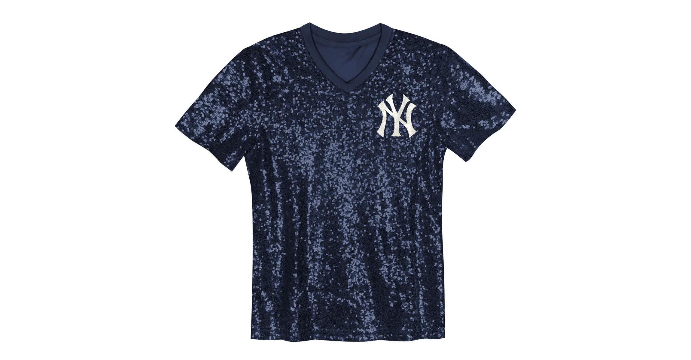 MLB Juniors Aaron Judge New York Yankees Name & Number Sequin V-Neck Top