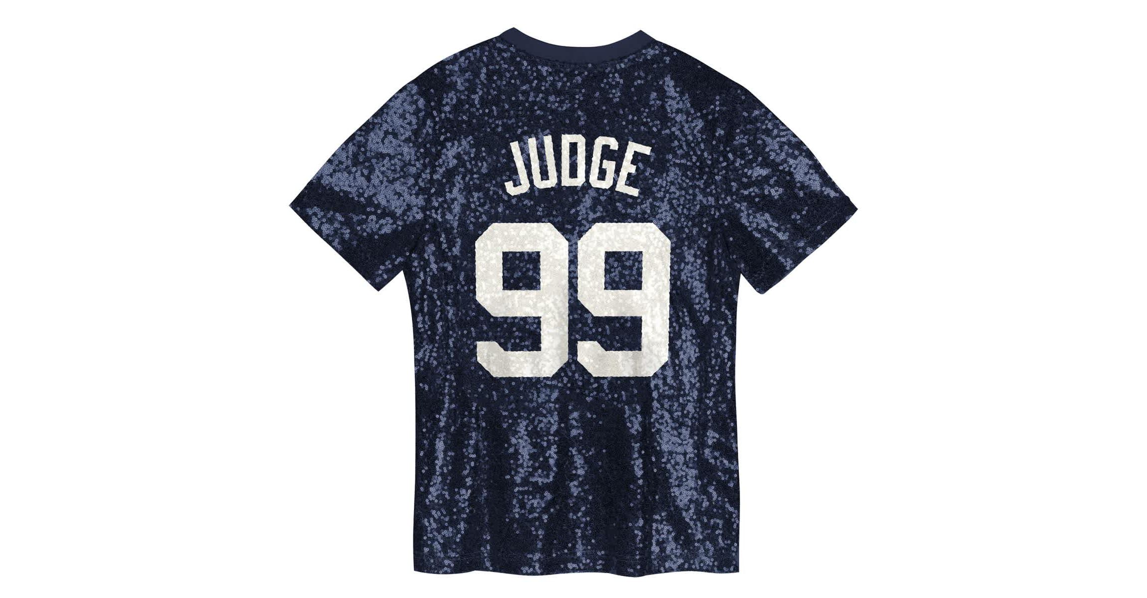 MLB Juniors Aaron Judge New York Yankees Name & Number Sequin V-Neck Top