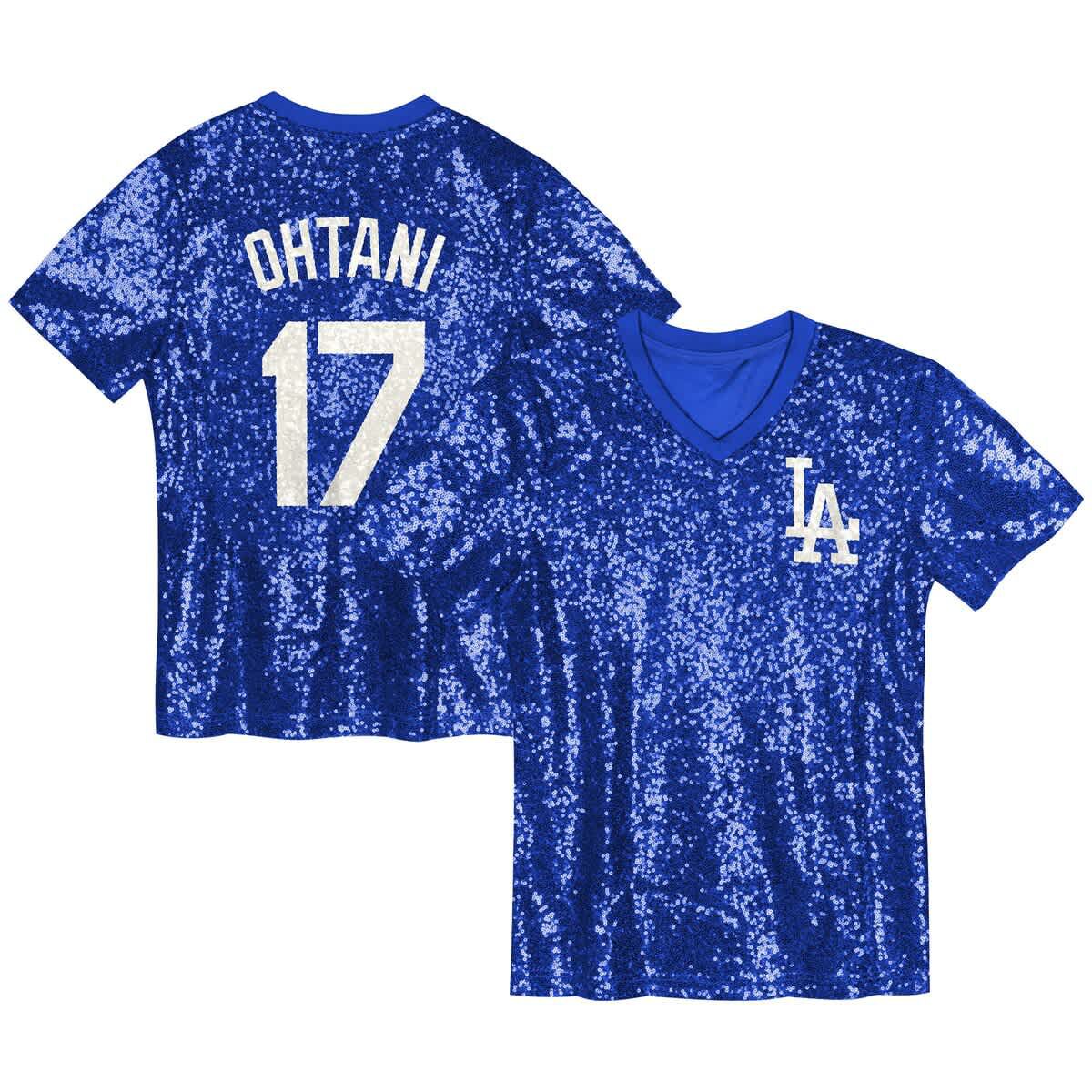MLB Juniors Shohei Ohtani Los Angeles Dodgers Name & Number Sequin V-Neck Top